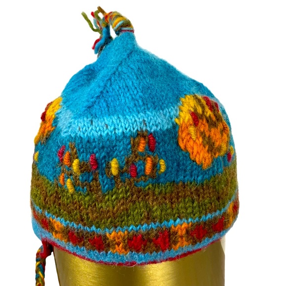 Lost Horizons Winter Ski Hat Ear Flaps Tassels Wool Exterior Handmade in Nepal - Picture 3 of 6
